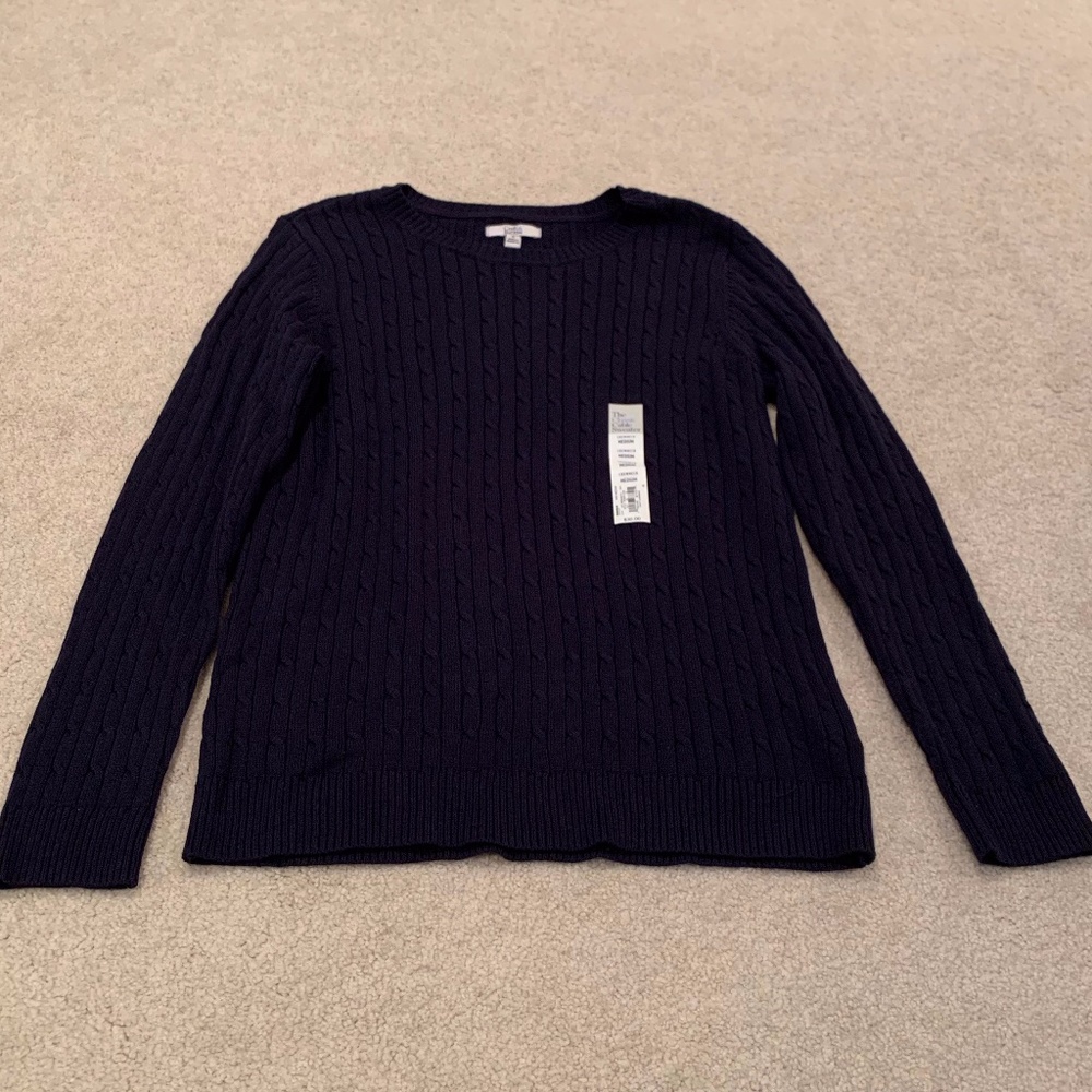 Crewneck Cable Sweater Navy, Women's Sz M